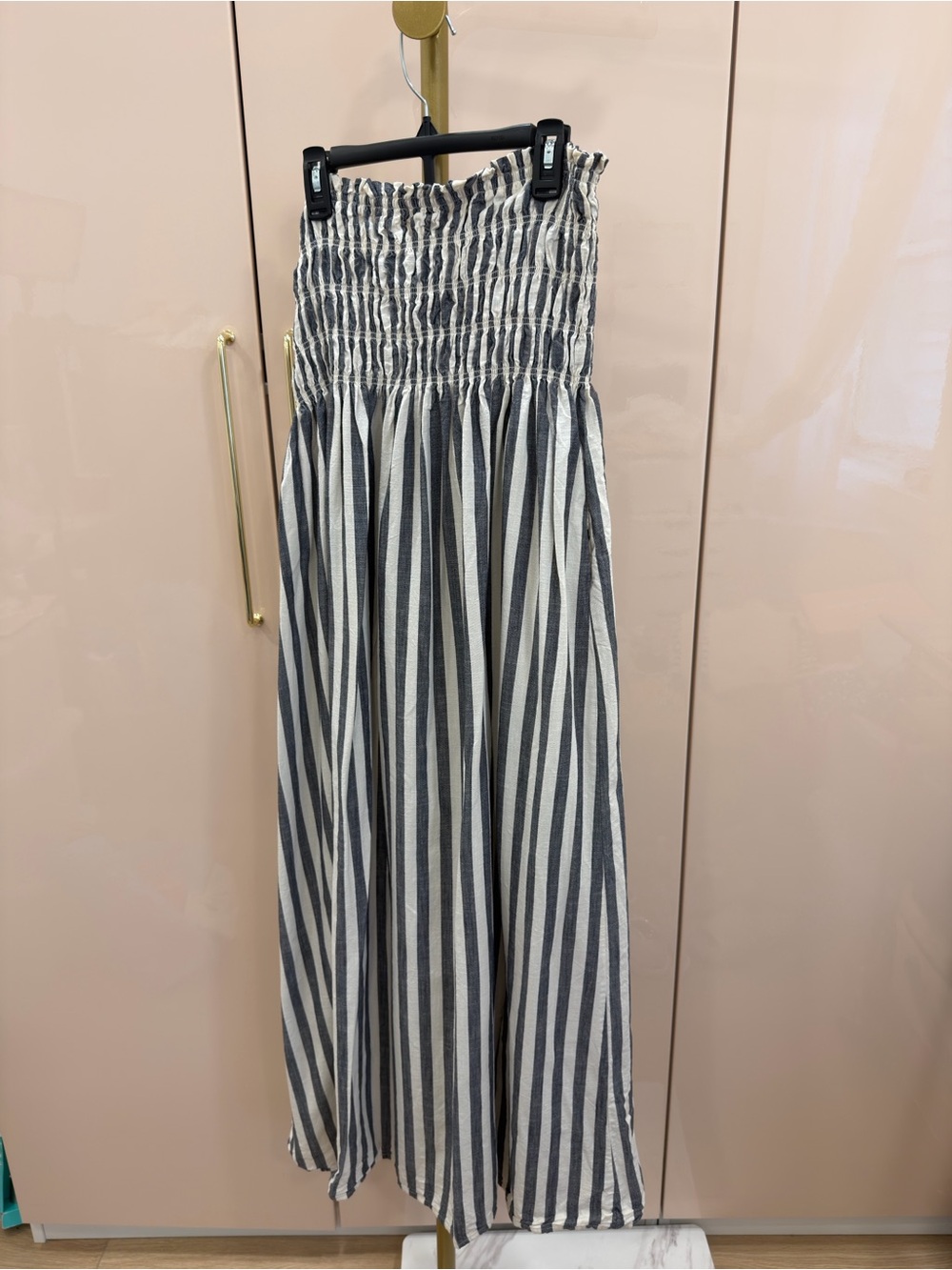 Universal Thread Black and White Strapless Striped Maxi Jumpsuit